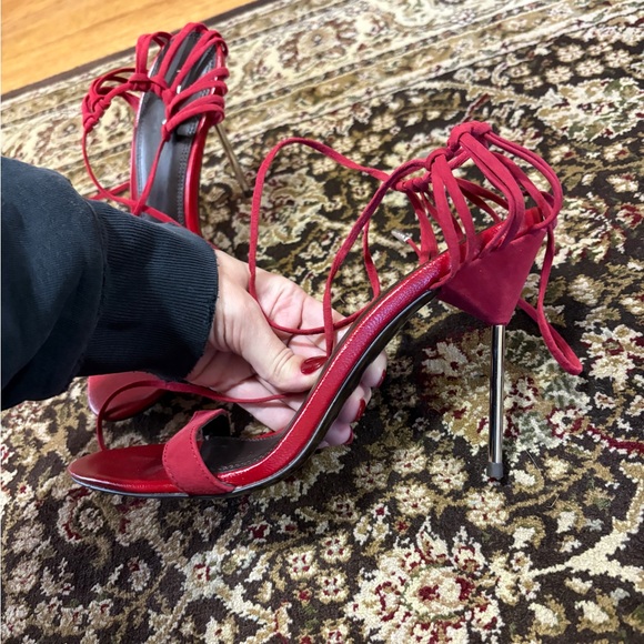 NWOB Reiss Zhane Strappy Ankle Tie in red - Picture 6 of 12